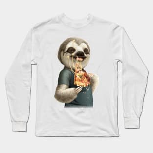 SLOTH EATING PIZZA Long Sleeve T-Shirt